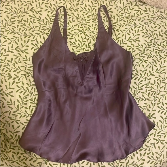 100% silk La Senza Vintage Lilac Lavender mauve purple pajama cami shorts sleep - Picture 7 of 7